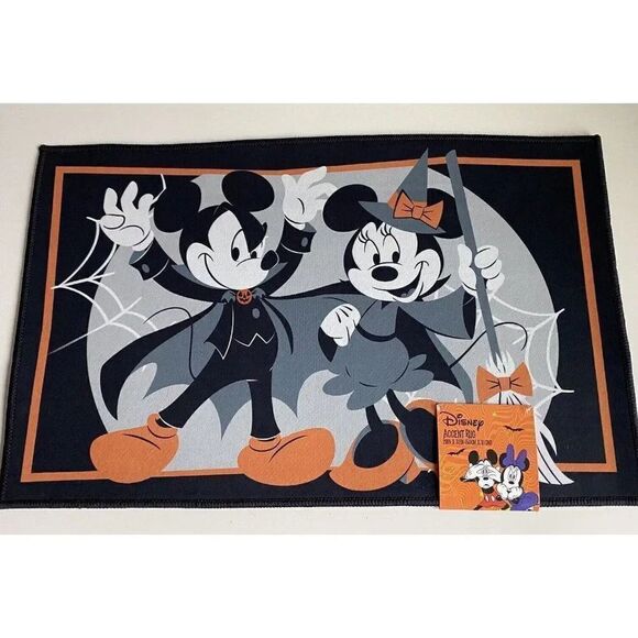 Disney Mickey Minnie Mouse Witch Halloween Fun Accent Rug 20" x 32" Soft Feel - Picture 1 of 10
